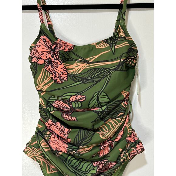Hutch Zenna Floral One-Piece Swimsuit Green Pink Size XS NWT No Belt Vacation - Picture 4 of 14